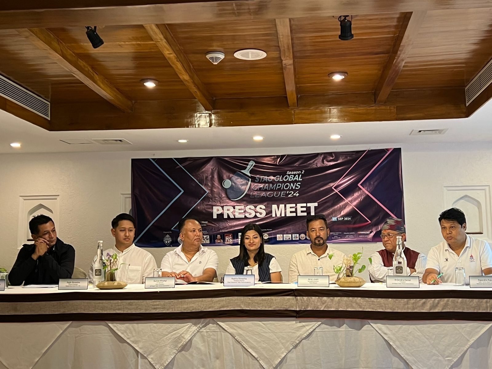 The STAG Global Champions League ’24 press meet panel at Nepali Ghar Hotel