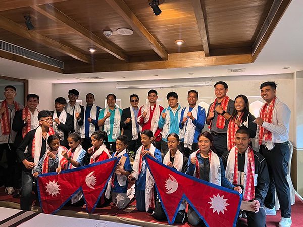The Taekwondo youth team and coaches gathered for their farewell at Nepali Ghar Hotel